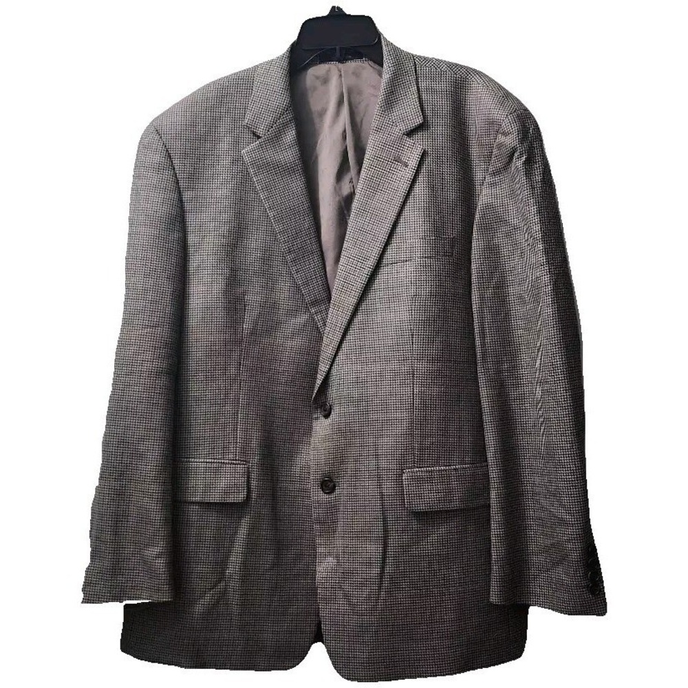 Lauren‎ Ralph Houndstooth Blazer Sport Coat Two Button Brown Gray Mens Size 46R